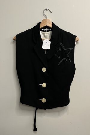 Puck & Hans - Zwart gilet, witte ster en knopen (kl.2)