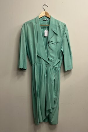 Thierry Mugler - Turquoise zijden jurk met riem (kl.1)
