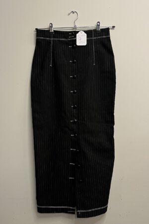 Jean Paul Gaultier - Lange gestreepte rok skai lederen achterpand (kl.20)