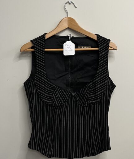 Puck & Hans - Zwart/grijs gestreept bustier top (kl.2)